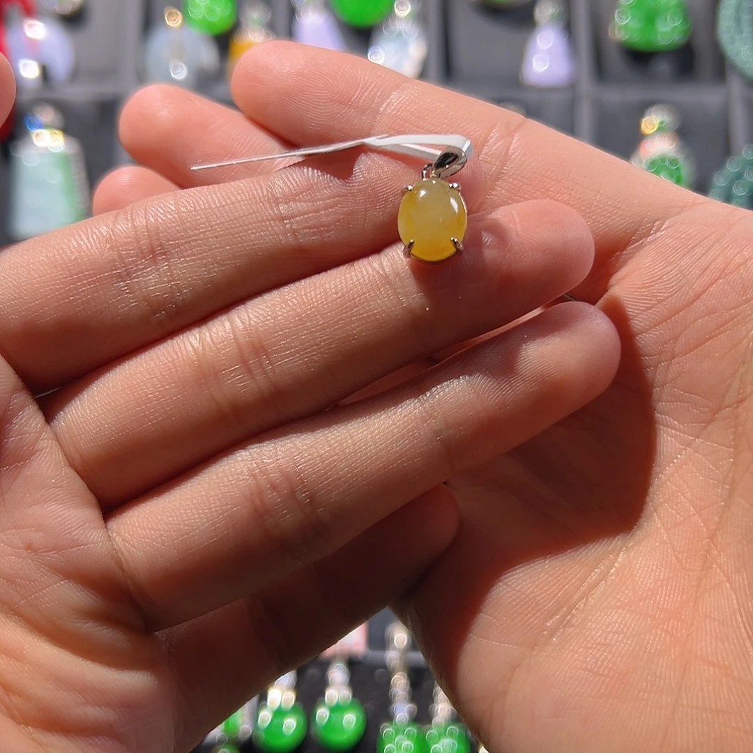 翡翠银S925镶嵌吊坠(不含链)