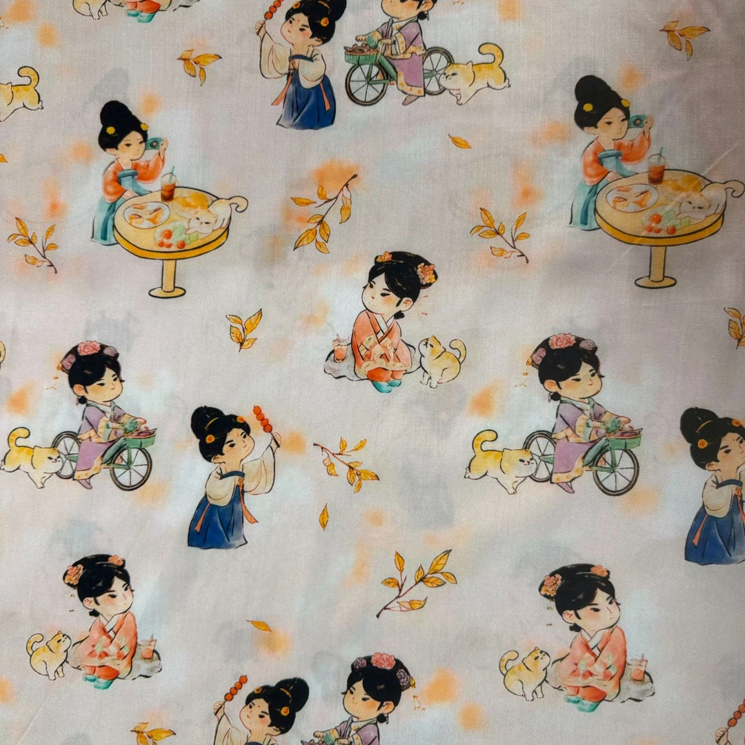 【棉绸.橘色小唐人】新款棉绸面料手工diy布料