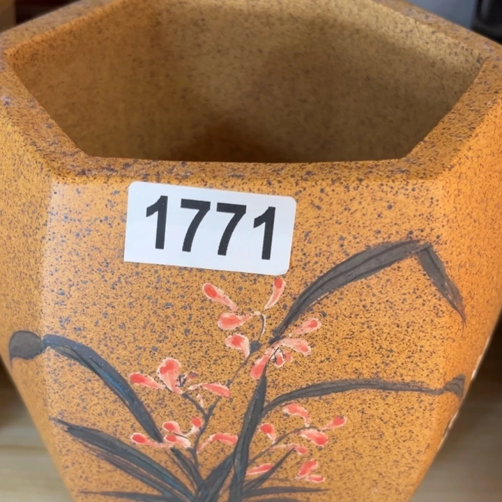 ****凯紫砂花盆  放漏柴烧兰草彩绘宫灯1771