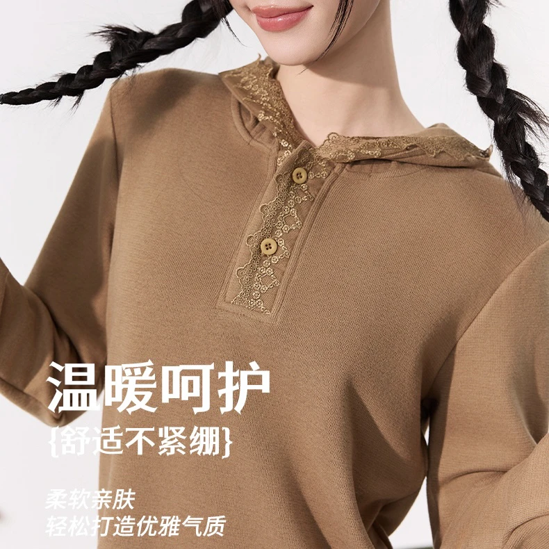 【衣品】休闲百搭连帽羊绒卫衣气质柔软秋冬户外