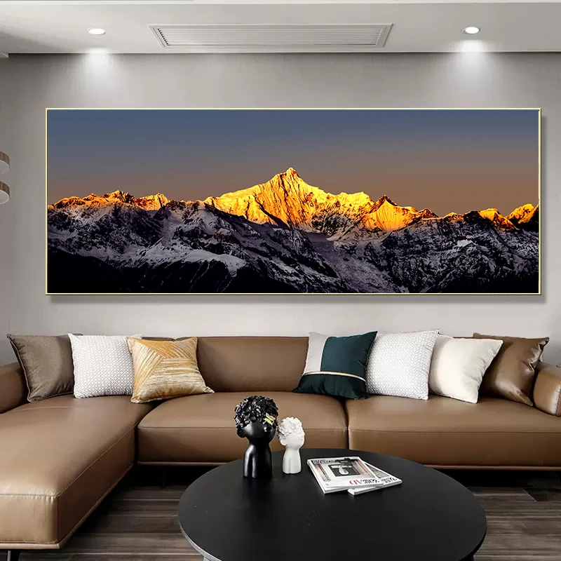 新款背靠金山客厅晶瓷装饰画现代轻奢一整副沙发背景墙挂画壁画