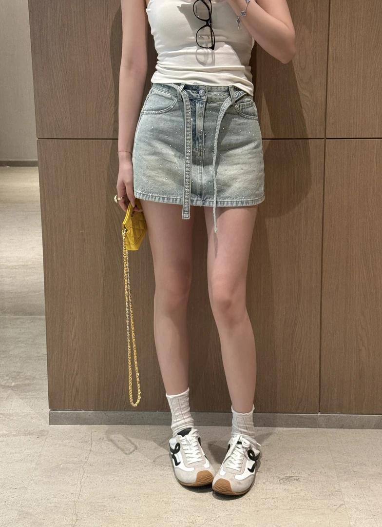 Yue【星河牛仔】春夏小众设计感A字亮钻忽如一夜春风来YY5DQD03