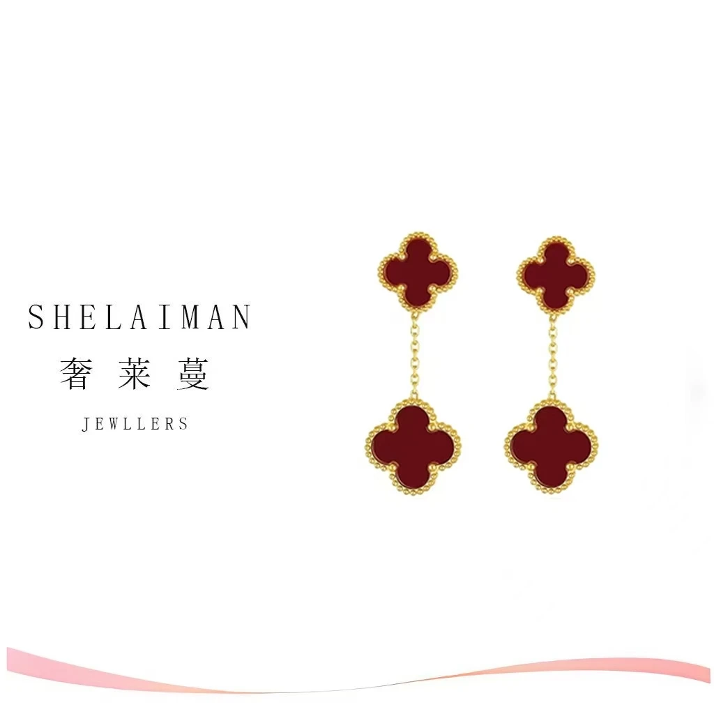 奢莱蔓/SHELAIMAN   四色双花经典时尚百搭耳坠DL01