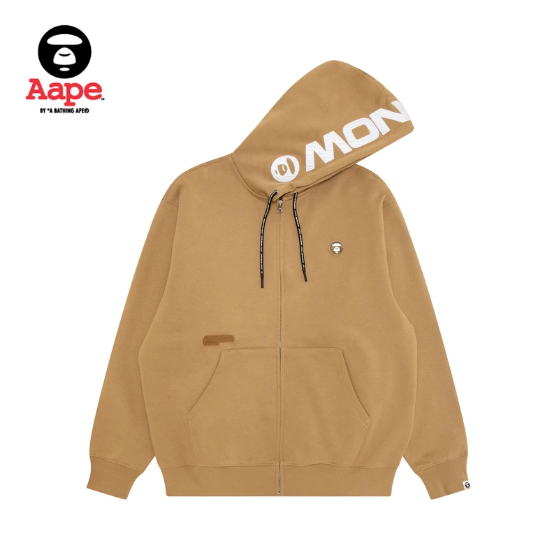 Aape旗舰店男装25秋冬小标徽章拉链休闲连帽卫衣外套C358XXP