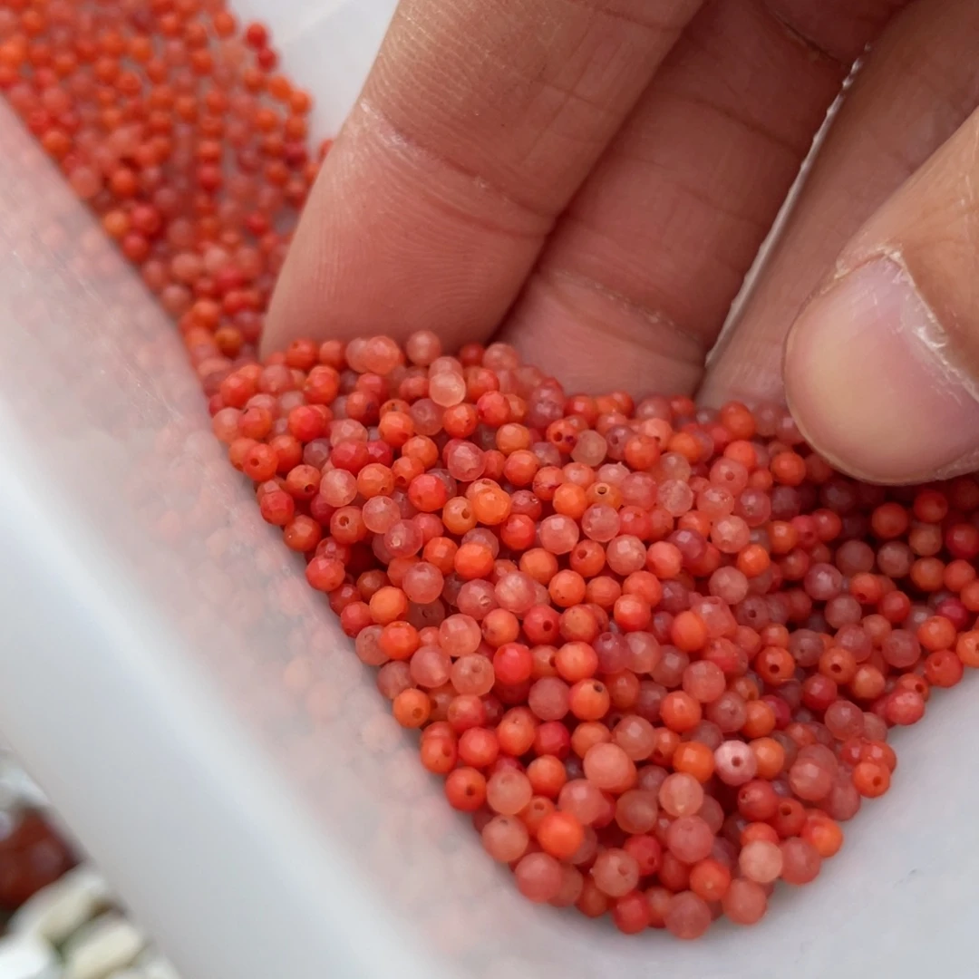 玛瑙/玉髓未镶嵌珠宝半成品南红2条卡2约400颗