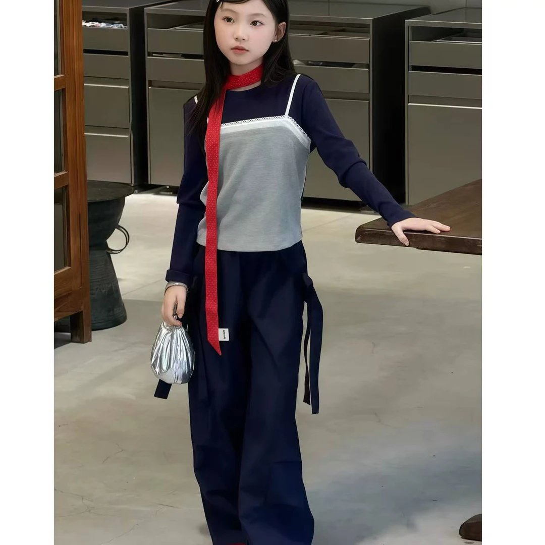 女童套装春秋装2025新款洋气儿童卫衣女大童秋季衣服工装裤两件套