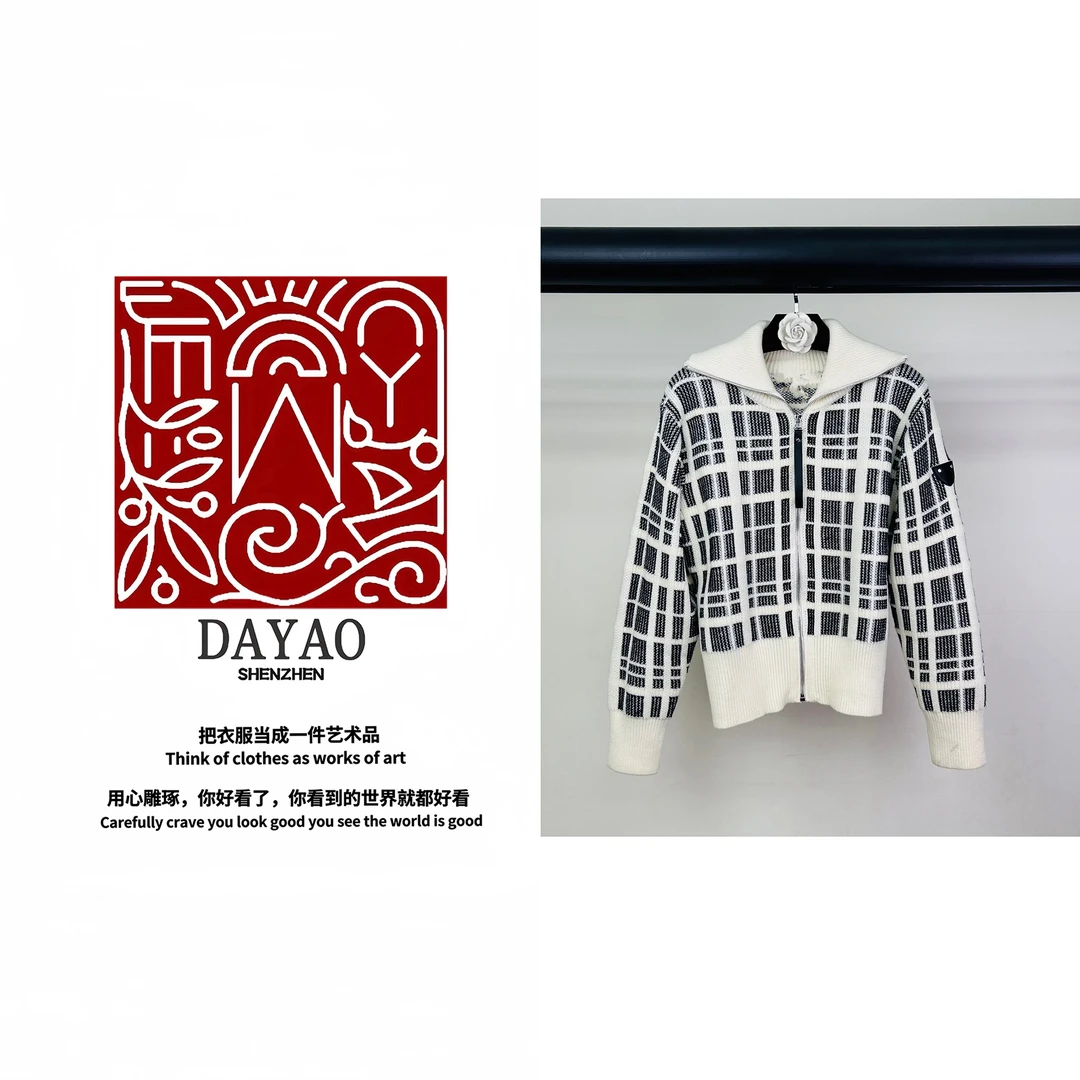 「DAYAO」媛气质设计感休闲拉链针织开衫轻奢高端女装WYAJ241049