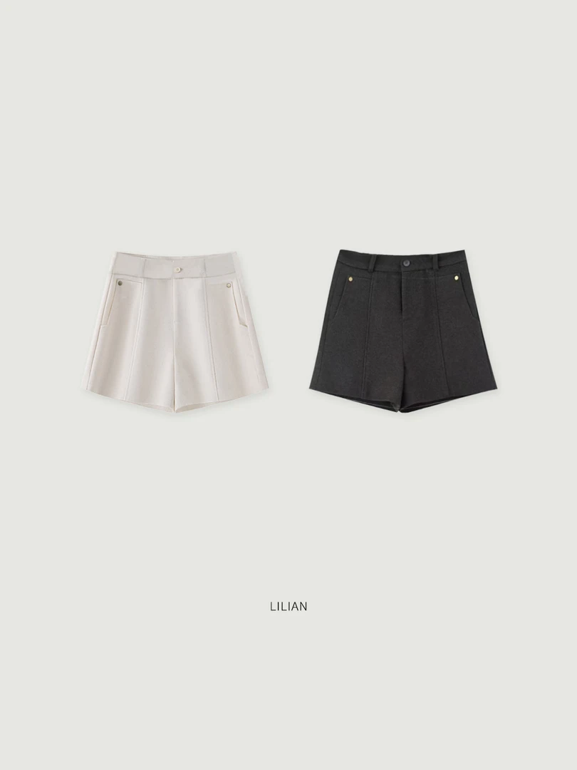 莉莉LIlian 高质感西装短裤宽松显瘦阔腿A字裤休闲百搭简约短裤女