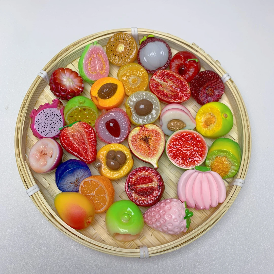 大大大实色半切水果仿真树脂diy网红圆形发夹冰箱贴创意摆件可爱