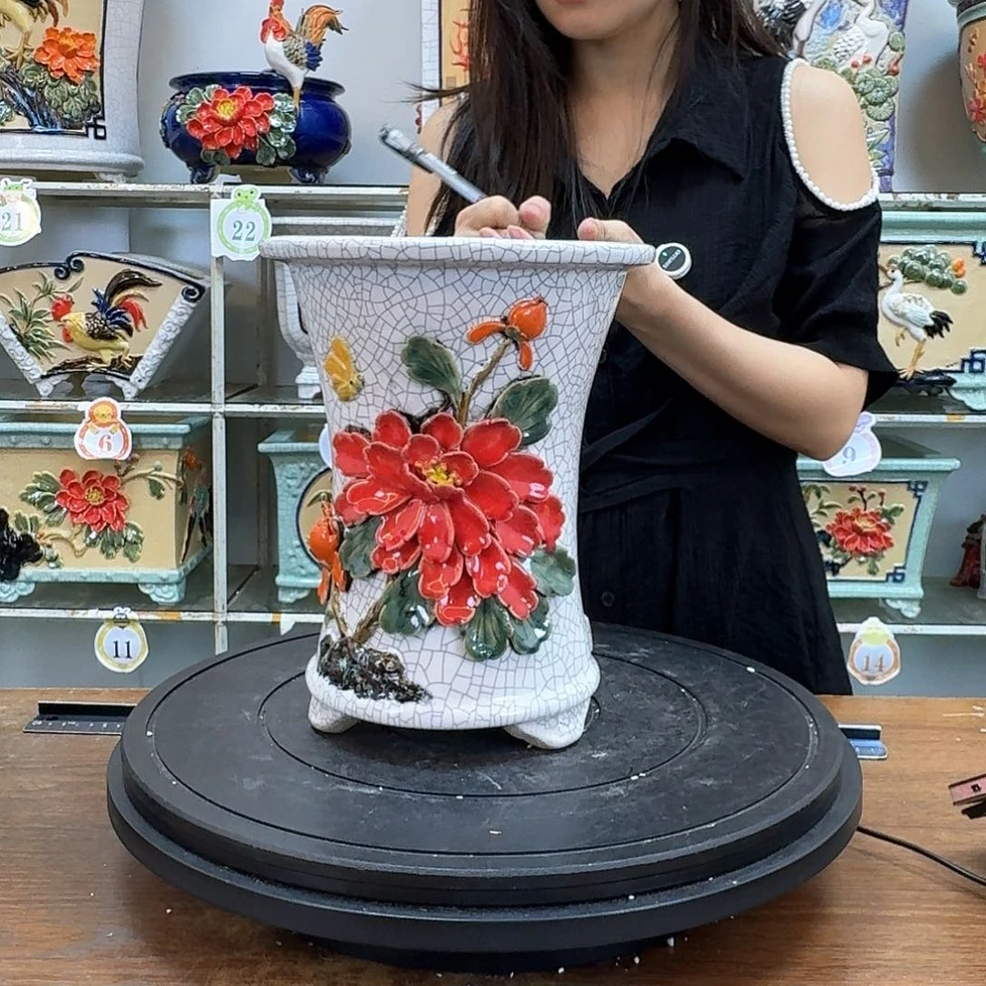 秋***一完全开放石湾盆180花盆