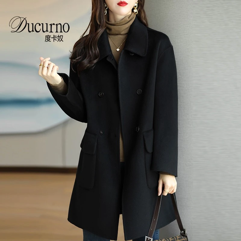 好物毛呢外套韩版显瘦中长款大衣女款爆款2025新款羊毛双面呢外套