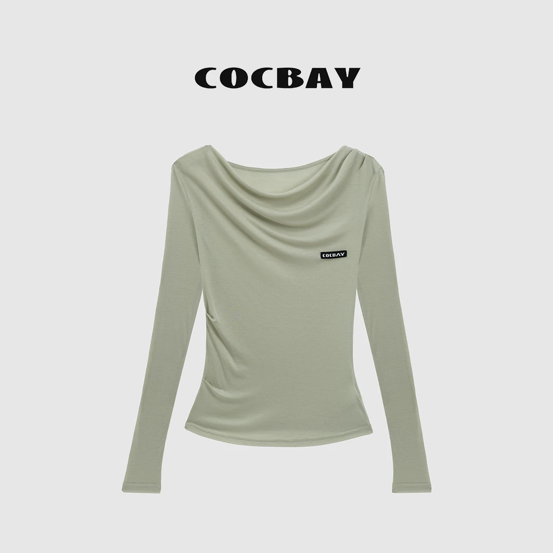 COCBAY-Urban Drift|柔软亲肤荡领百搭休闲双褶tee修身长袖YT0027