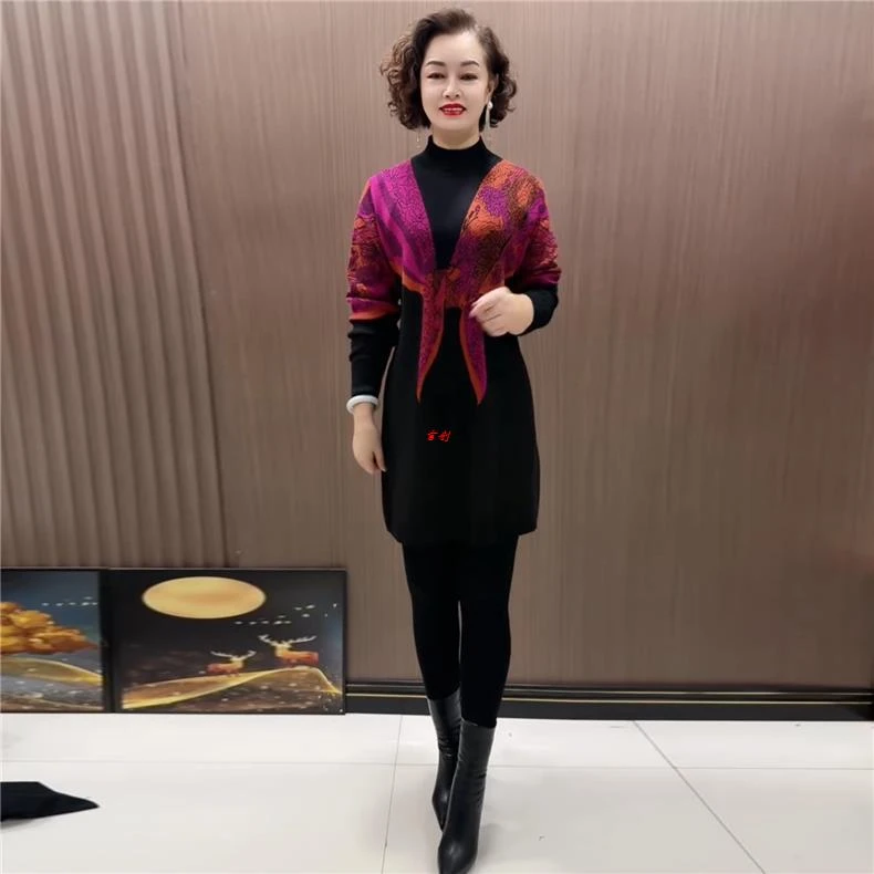 2572装毛衣弹力裙秋冬针织衫打底长袖半高领宽松时尚中长款大码