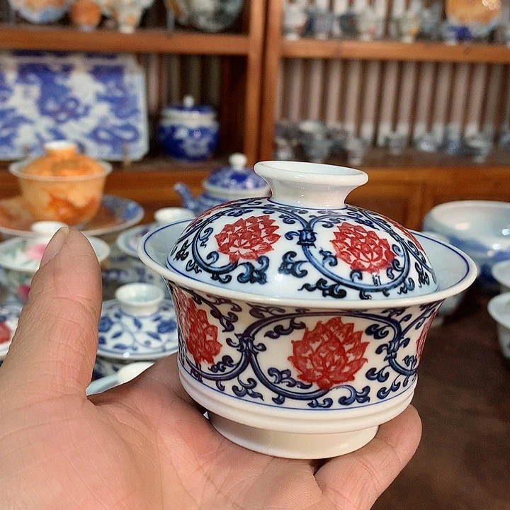 錡镇堂手工手绘盖碗