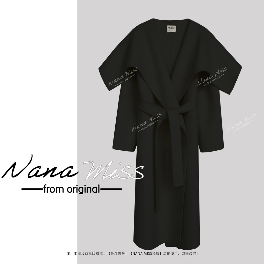 HANsketsh ROOM【 经典挚爱】羊毛天丝混纺气质披肩款双面手缝大衣