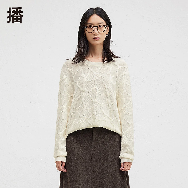【达人专属】播简约舒适罗纹圆领毛针织衫BDR4SD3868