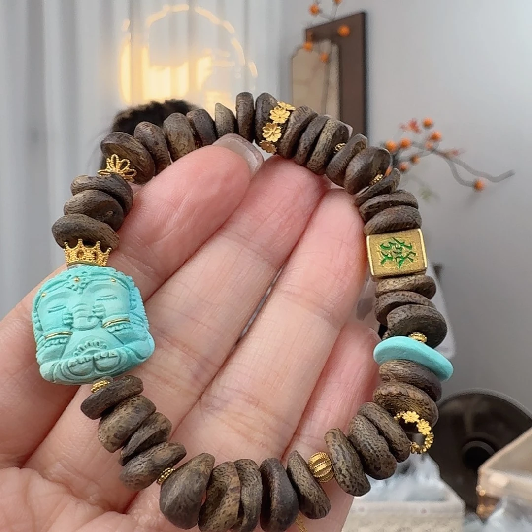 绿松石18K金镶嵌珠宝奇石