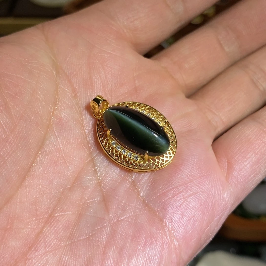 【闪购商品】吊坠(不含链)银S925镶嵌和田玉（碧玉）