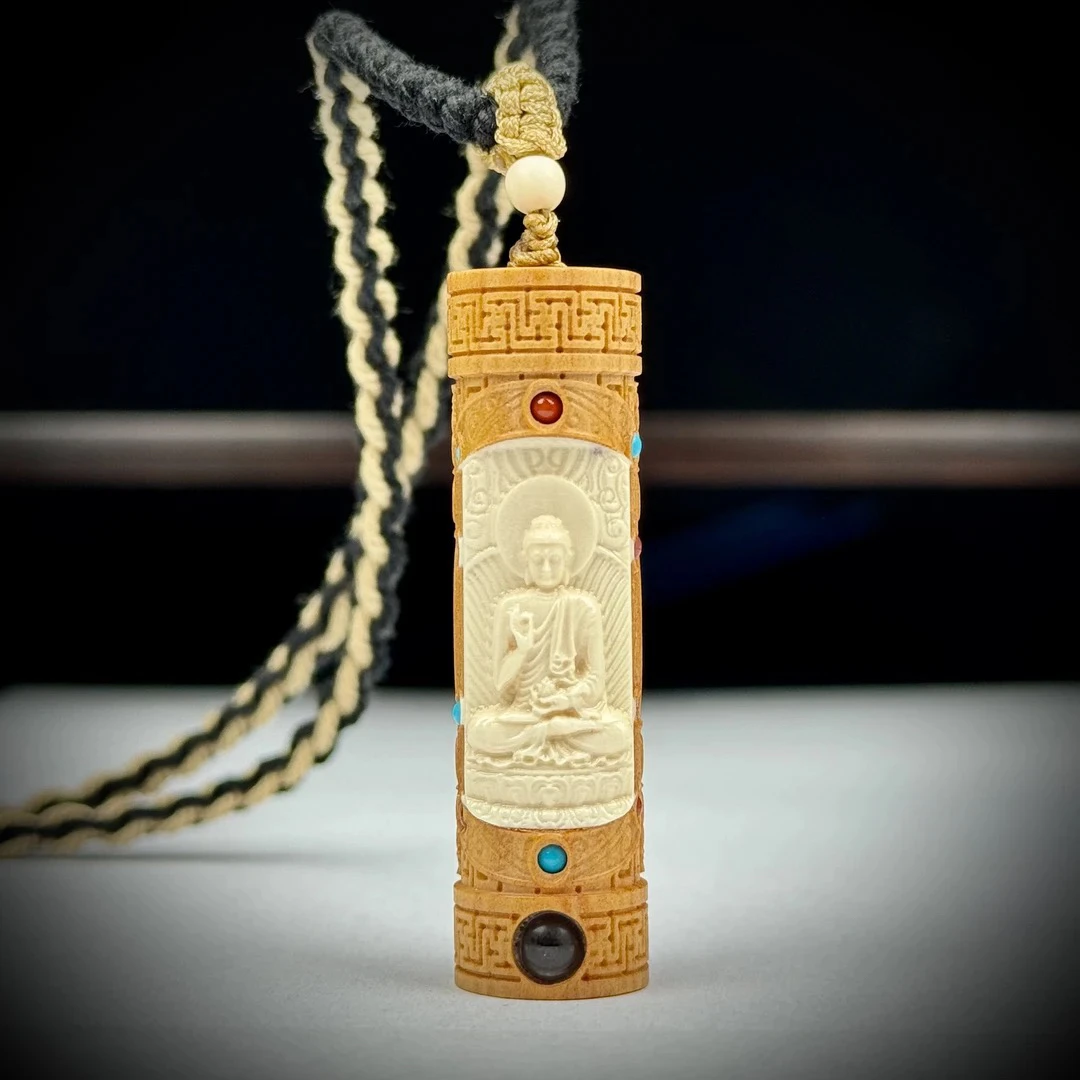 H76-93天然猛犸 阿弥陀佛吊坠 约13*50mm支持鉴定假一罚十