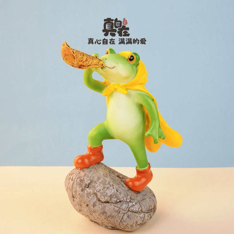 创意可爱青蛙摆件摆设工艺品卡通公仔树脂仿真动物装饰礼物装饰
