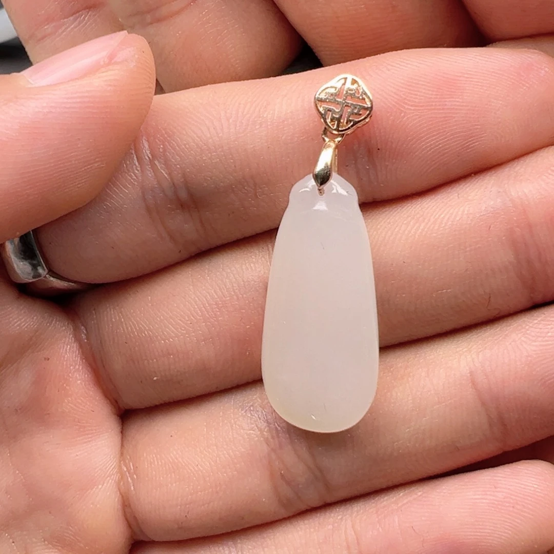 和田玉颈饰银S925镶嵌