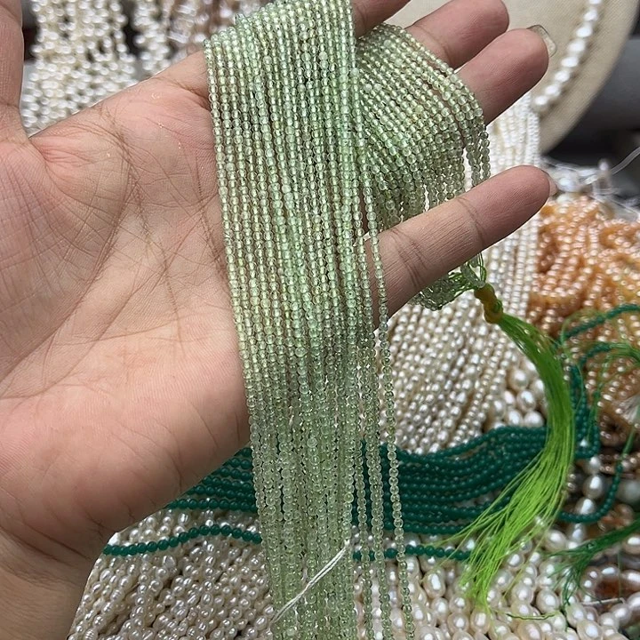玛瑙/玉髓未镶嵌珠宝半成品一条2mm葡萄石刻面