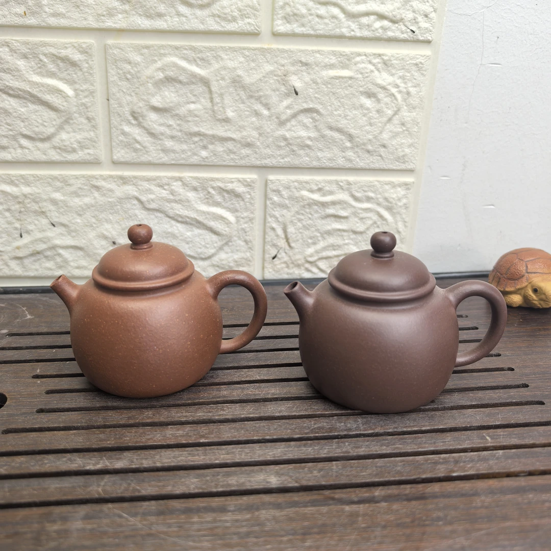 宜兴紫砂壶 纳福壶 紫泥料 半手工 容量 150cc 内推孔出水