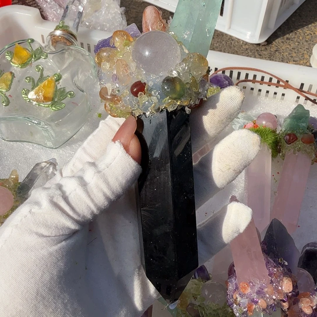 水晶手链22K金镶嵌黑曜石