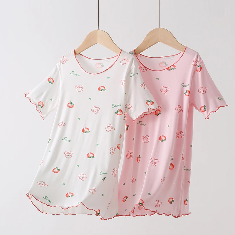 EcoCosy®女童草莓兔家居裙40支优可丝睡裙LS24010