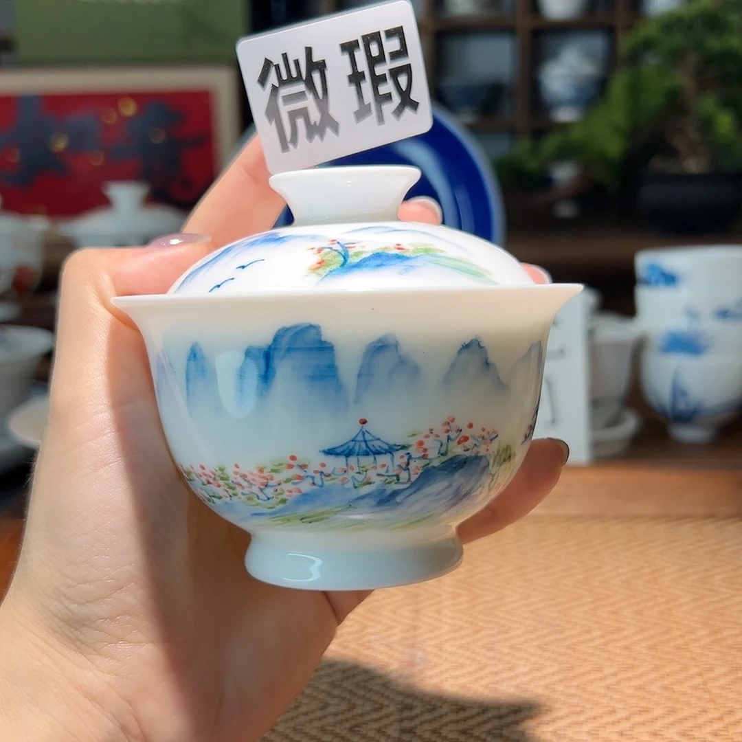【闪购商品】微瑕 手绘 盖碗