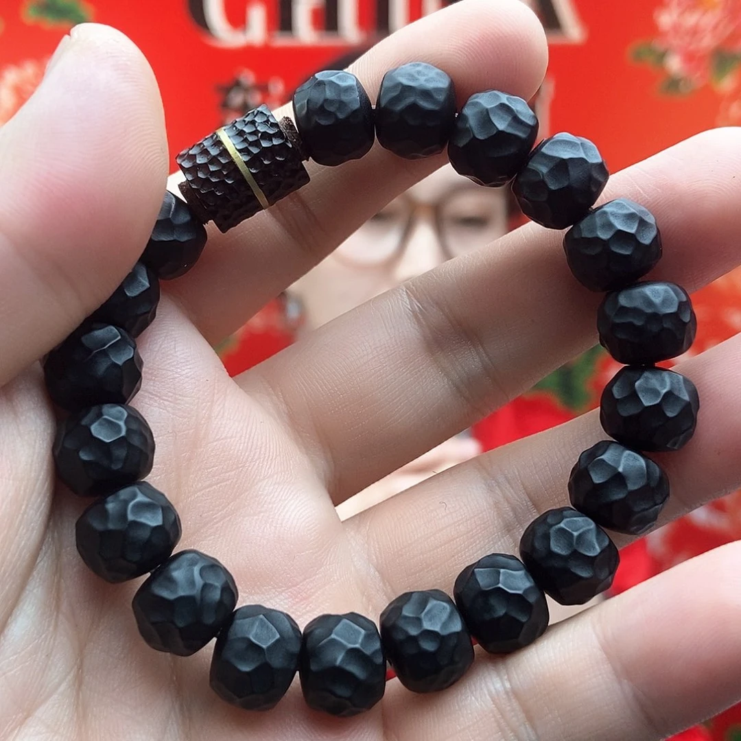 玛瑙/玉髓手链合金形**离黑玛瑙手凿1.2的11颗
