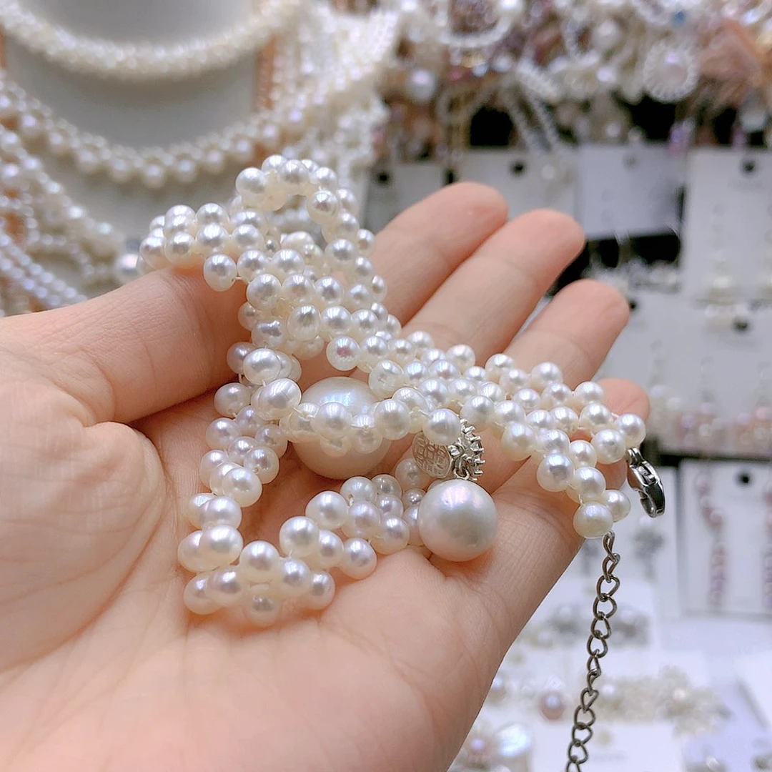 银S925镶嵌耳饰淡水珍珠水**保