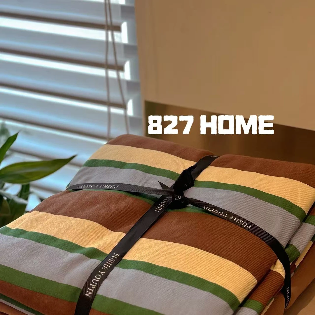 827-针织棉系列咖色条纹