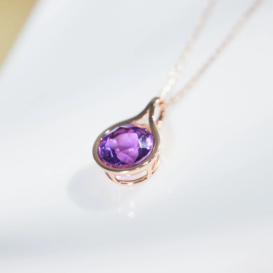 珠宝礼物【歪歪】紫水晶项链*925镶嵌(多样性发一）W4983