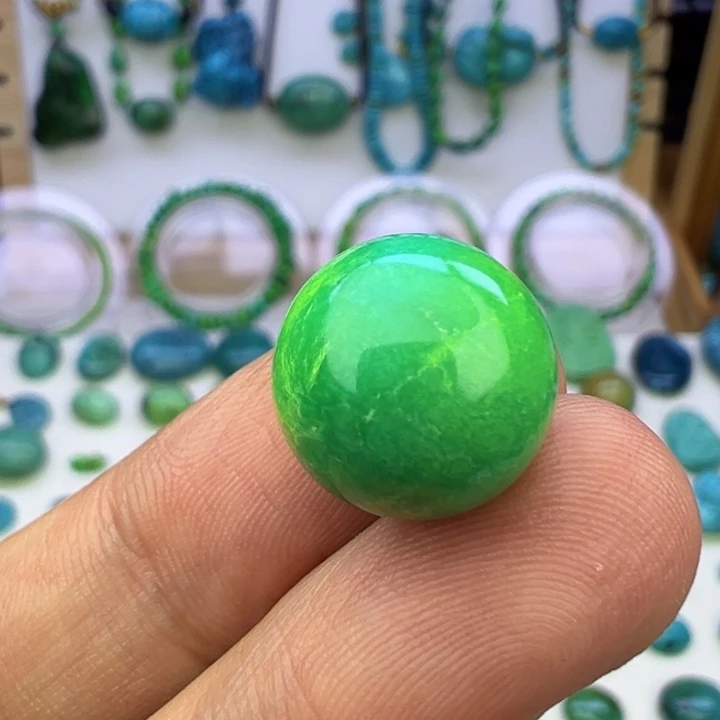 菜籽绿玉化圆珠13+