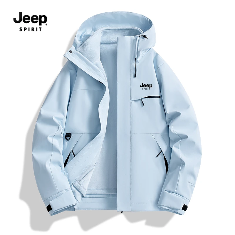 JEEPSPIRIT吉普户外三合一冲锋衣男女款秋冬防风防水徒步登山外套