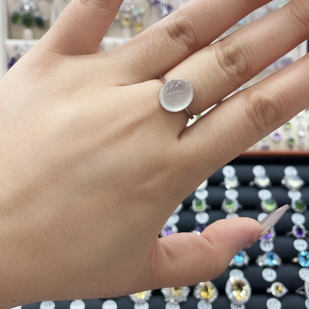 蛇纹石玉银S925镶嵌戒指