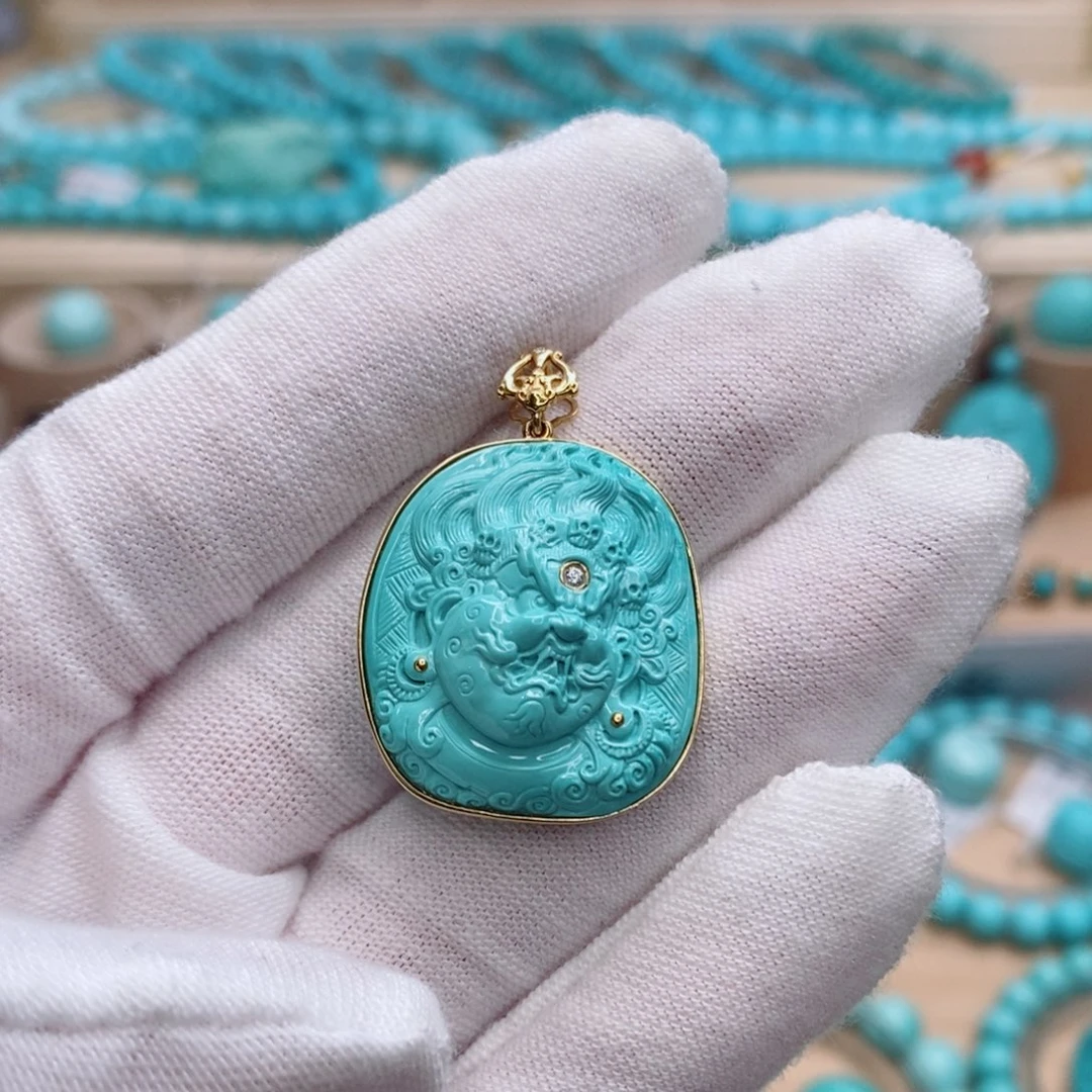 绿松石18K金镶嵌珠宝奇石