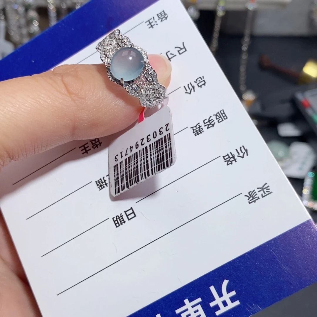 翡翠戒指银S925镶嵌子*n j k k