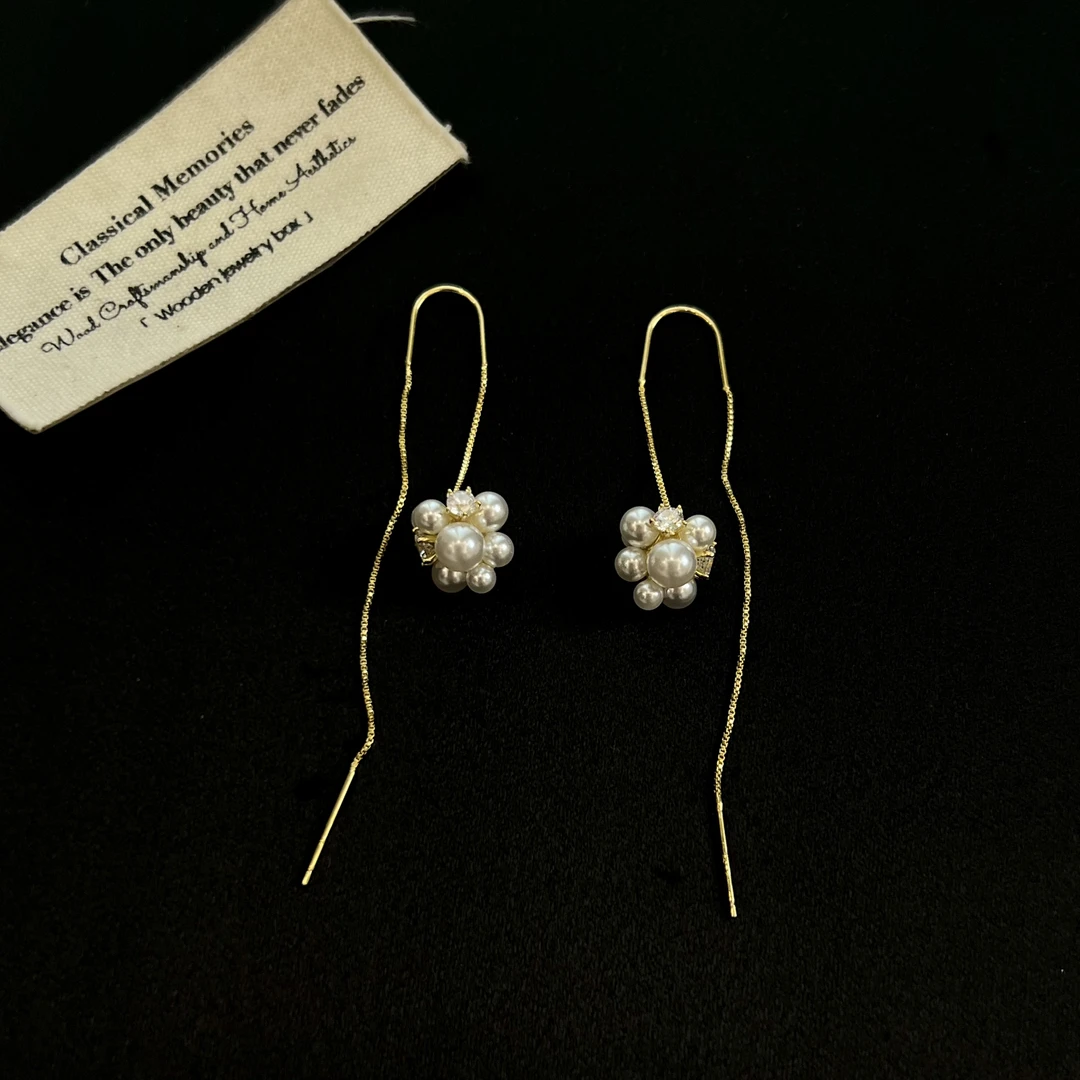 铜合金仿珍珠耳饰 【珠球花】珠珠耳线766