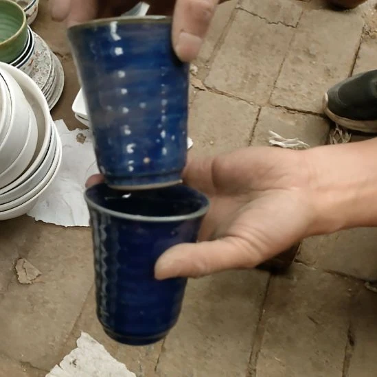 陶瓷蓝色杯子微瑕疵品完美者勿拍两支