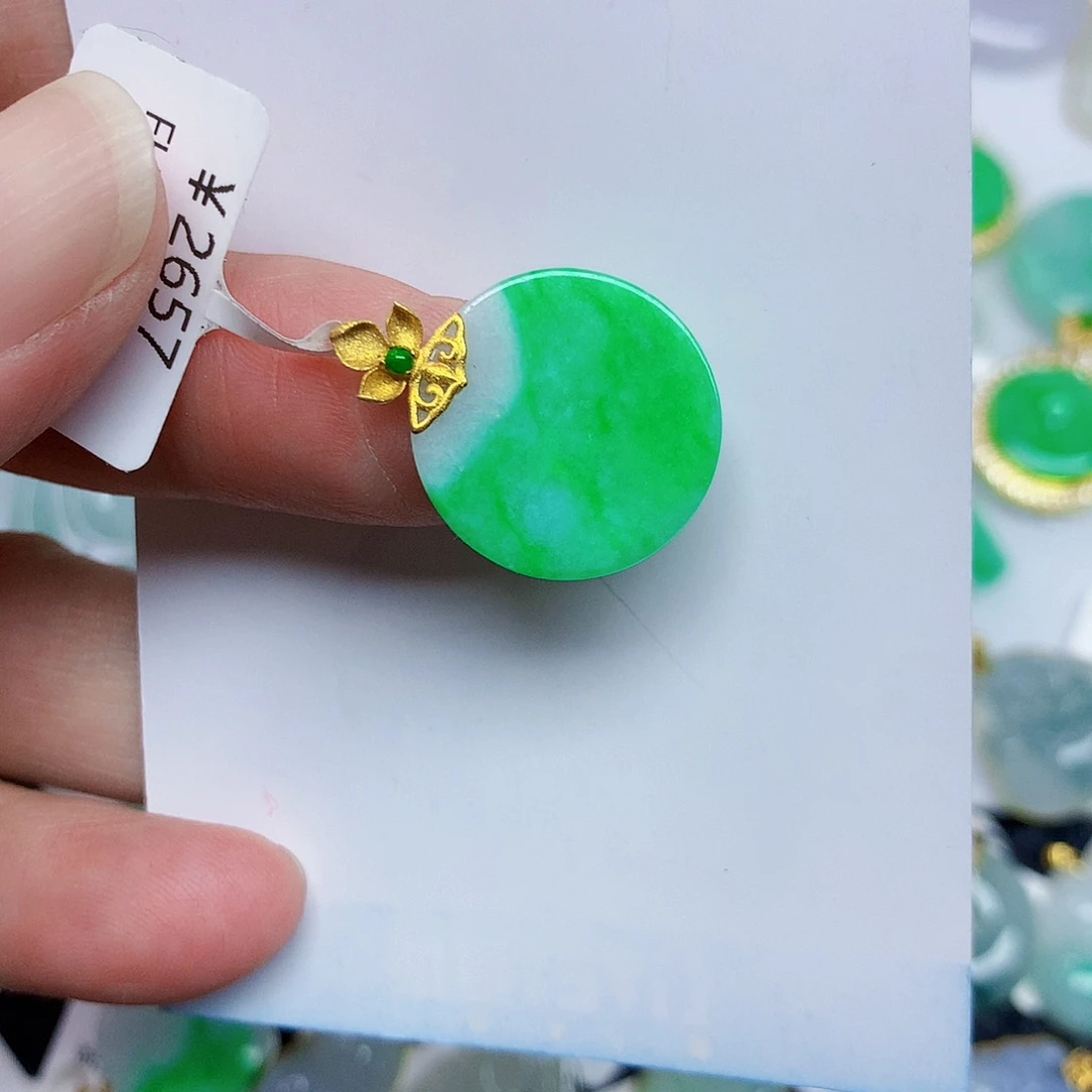 翡翠18K金镶嵌颈饰346789