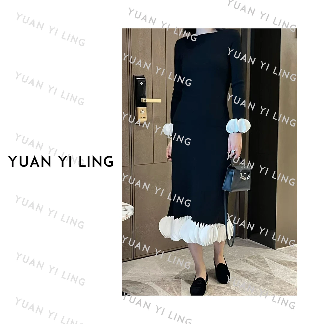 袁艺灵【诺曼花园】秋冬羊毛法式拼接花瓣袖上衣/半裙