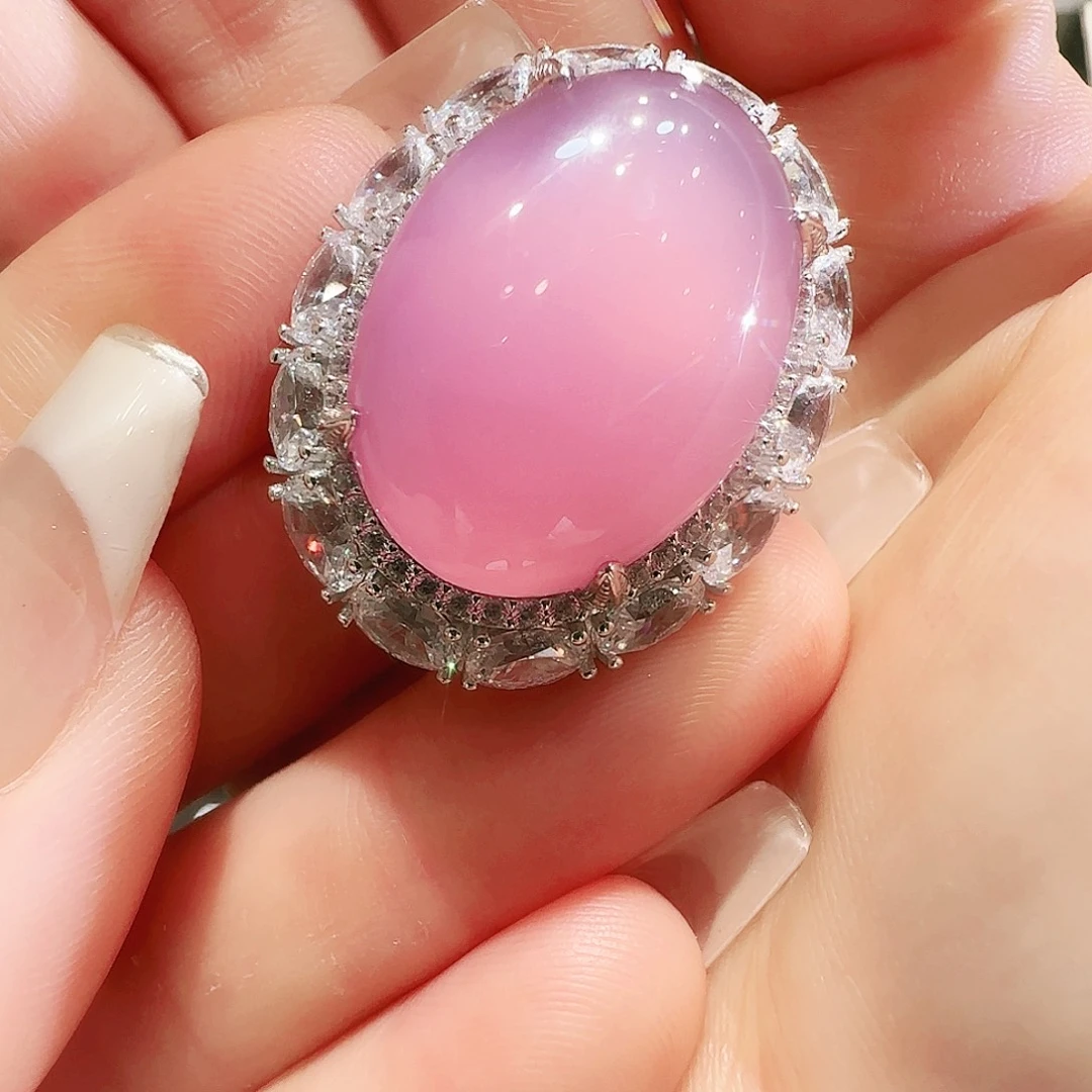 无***心玛瑙/玉髓未镶嵌戒指19号