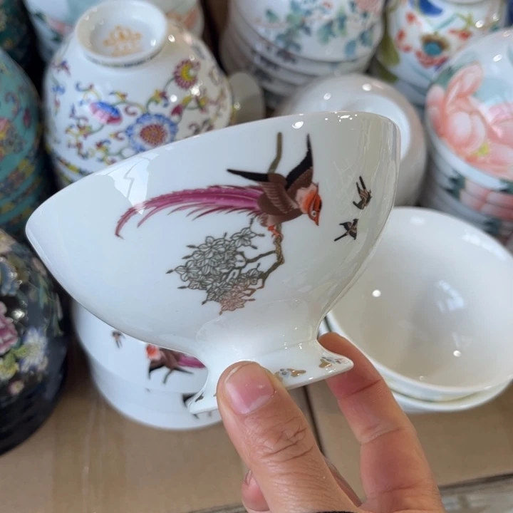 瓷片百鸟朝凤碗六个4.5寸