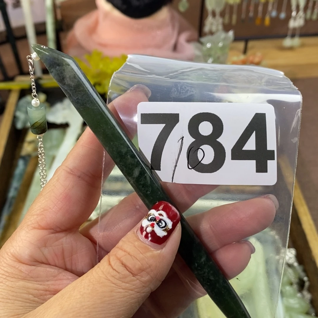 蛇纹石玉玉簪合金皑**莉