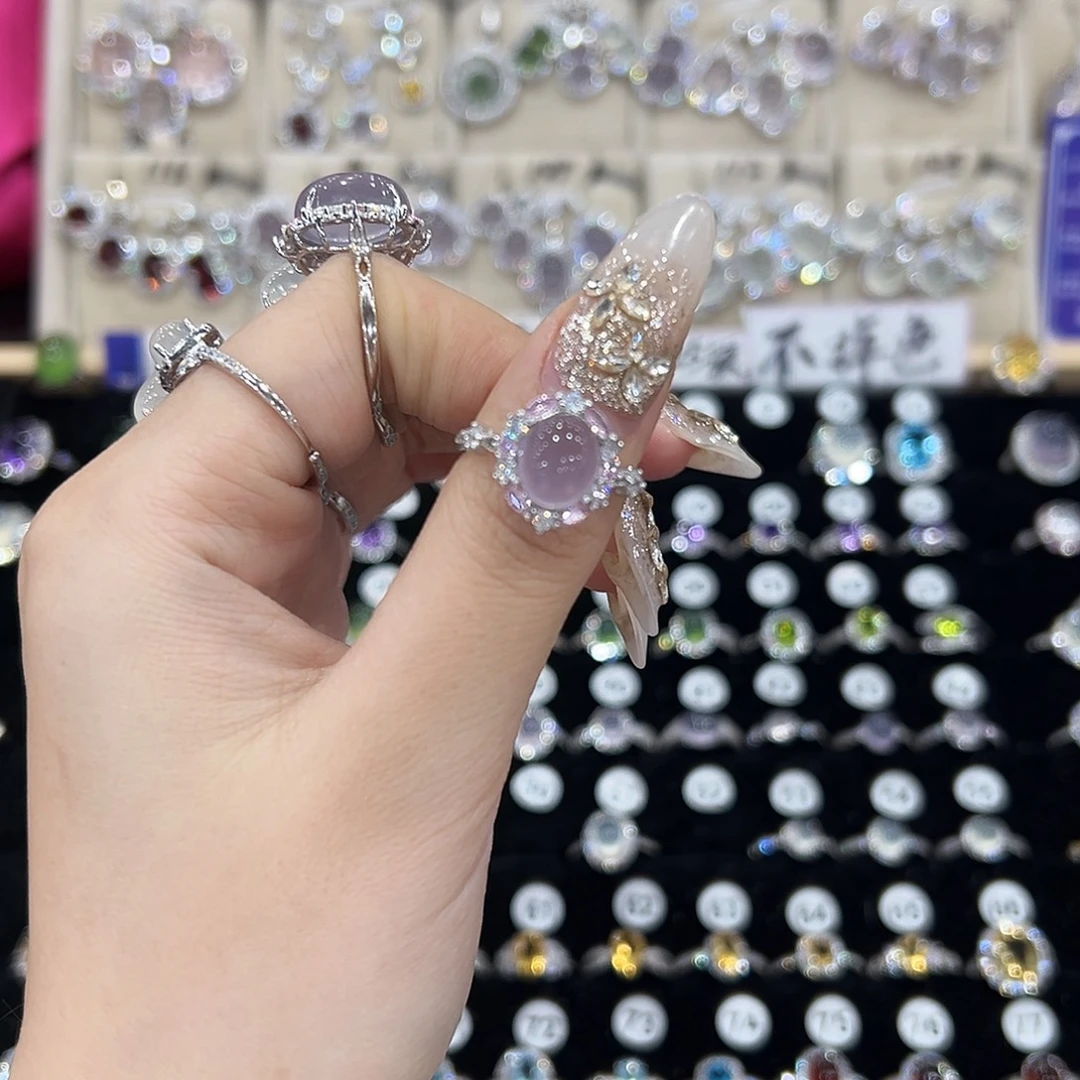 萤石戒指银S925镶嵌