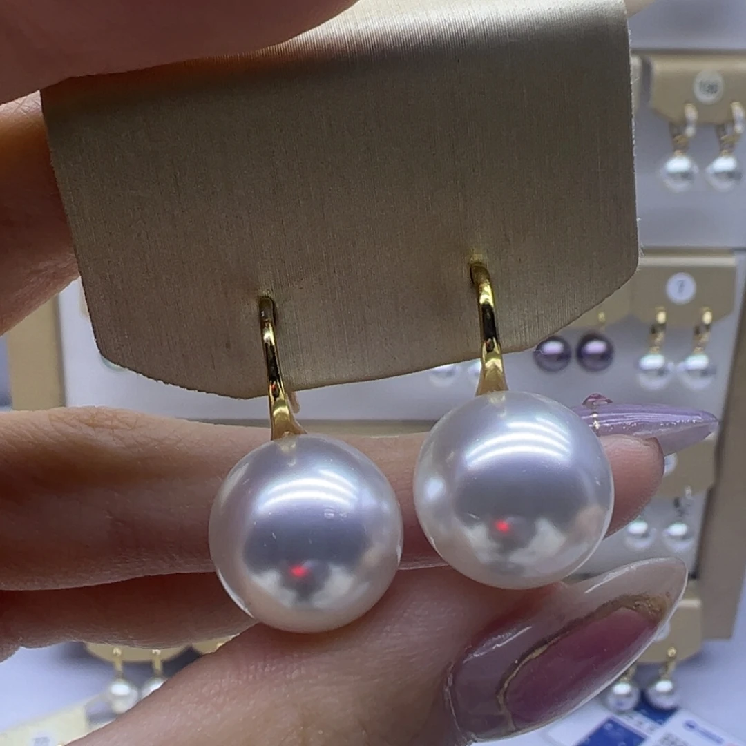 淡水珍珠银S925镶嵌耳饰