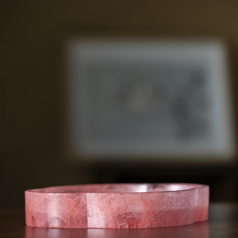 【陶珊居】海棠壶承胭脂地粉彩琉璃（琉璃S0180）