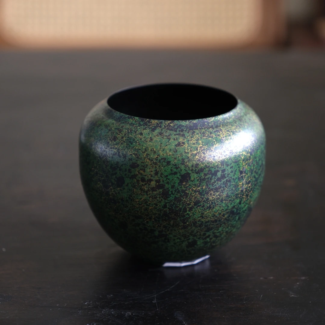 PL虚谷蝉翼纹绿金-漆器建水